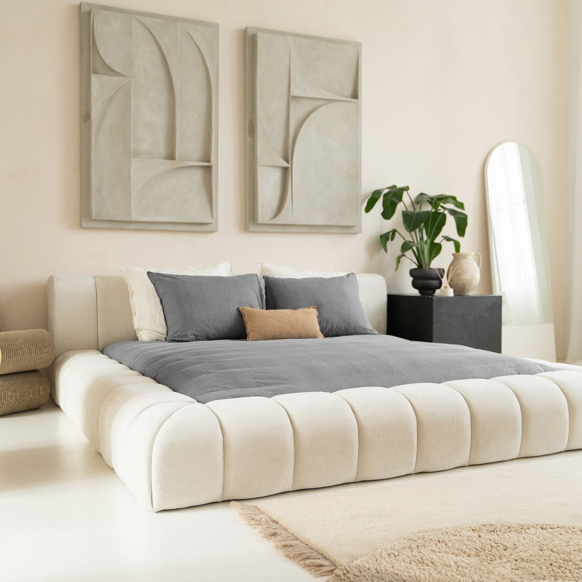 Sitheim-Europe upholstered bed Adore design bed incl. hybrid pocket mattresses 26 cm (1x bed frame, 2x slatted frames, 1x mattress)