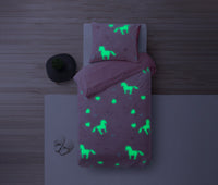 Kinderbettwäsche Glow in the Dark Einhorn-Rosa