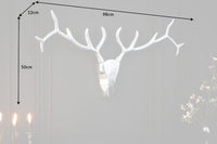 Moderne Wanddekoration VEADO 98cm silber Hirschgeweih
