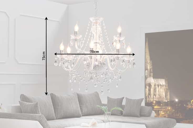 Eleganter Kronleuchter CRYSTAL 75cm klar Acryl 9-armig Lüster
