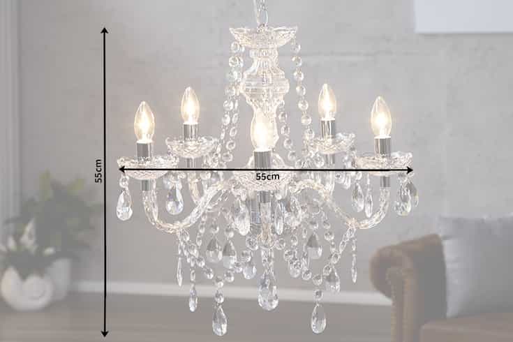 Eleganter Kronleuchter CRYSTAL 55cm klar Acryl 5-armig Lüster