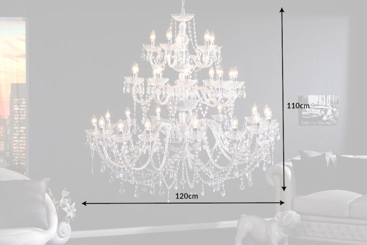 Design Kronleuchter CRYSTAL XXL 120cm klar Acryl 30-armig Kristall-Lampe