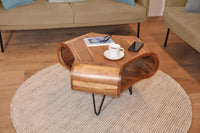AUSTIN Couchtisch Retro Couchtisch 60 cm Akazienholz Haarnadelbeine