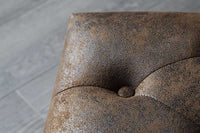 Chesterfield Fußhocker 80cm antik braun mit Knopfheftung und Nietenbesatz