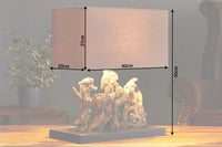 ARAGON Handgefertigte Tischlampe 50cm braun Treibholz-Fuß mit Leinenschirm