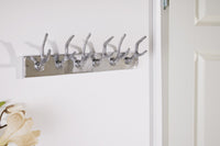 DEER Dekorative Wandgarderobe 50cm silber Aluminium poliert Hirschgeweih Kleiderhaken