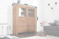 PURE Solid highboard 140cm Sheesham stone finish display case rosewood