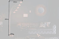 FIVE LIGHTS Design Bogenlampe 205cm chrom Stehlampe mit schwarzem Marmorfuß