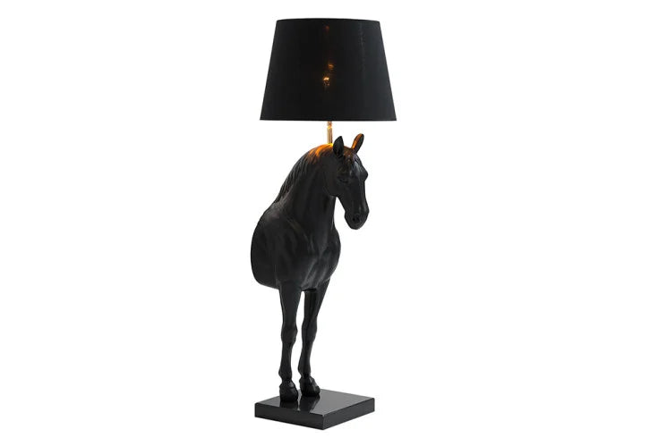 BLACK BEAUTY Extravagante Stehlampe 130cm schwarz Pferdefigur