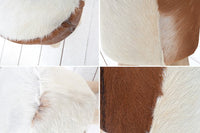 HIDE Design Sitzhocker 45cm braun weiß mit Ziegenfell und Teakholz