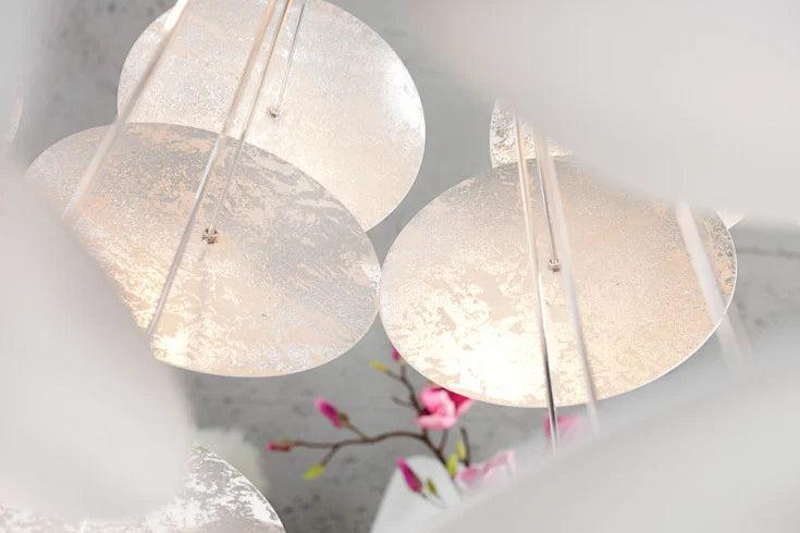 INFINITY HOME Moderne Design Hängeleuchte 70cm weiß silber Pendelleuchte