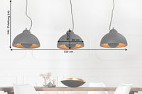 Elegante Hängelampe STUDIO 3 110cm schwarz Blattgold-Optik drei Schirme