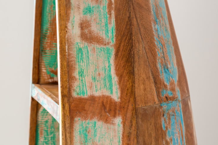 JAKARTA Solid boat rack 190cm colorful mango wood made from recycled fishing boats wine rack