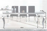 Eleganter Design Esstisch MODERN BAROCK 180cm schwarz Edelstahl Opalglas Tischplatte