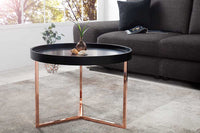 MODULAR Extravaganter Couchtisch 60cm matt schwarz kupfer rund inkl. Tablett