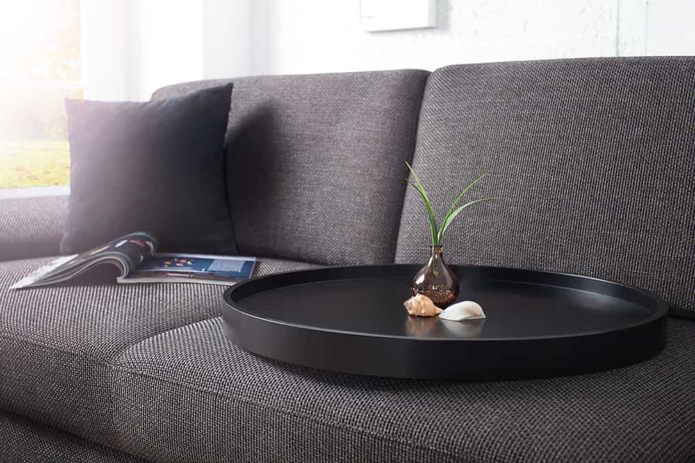 MODULAR Extravaganter Couchtisch 60cm matt schwarz kupfer rund inkl. Tablett