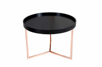 MODULAR Extravaganter Couchtisch 60cm matt schwarz kupfer rund inkl. Tablett