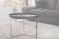 MODULAR Extravaganter Couchtisch 60cm matt schwarz kupfer rund inkl. Tablett