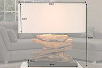 RIVERINE Handcrafted driftwood lamp 55cm cream linen shade table lamp