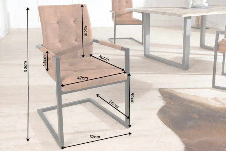 OXFORD design cantilever chair with armrest iron frame