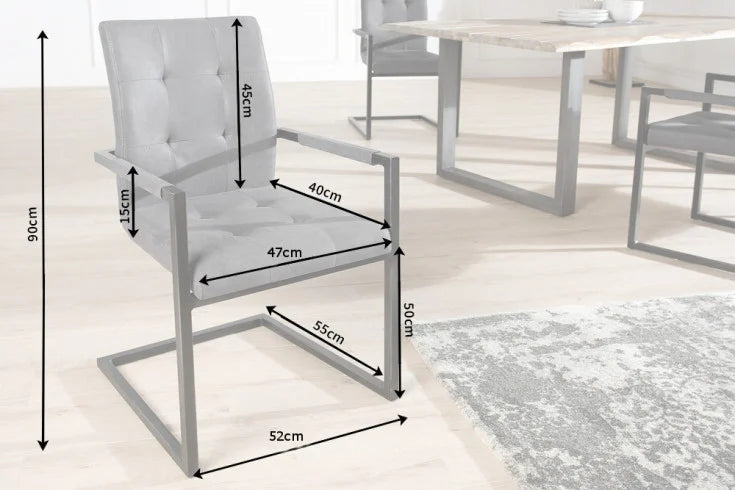 OXFORD design cantilever chair with armrest iron frame
