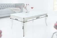 MODERN BAROCK Eleganter Couchtisch 100cm silber mit weißem Opalglas