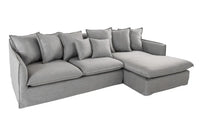 HEAVEN Großes Ecksofa 255cm grau Leinenstoff inkl. Kissen Landhausstil