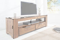 MAKASSAR Solid TV board 130cm Sheesham lowboard two drawers