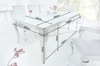 MODERN BAROQUE Elegant design dining table 200cm white stainless steel opal glass table top
