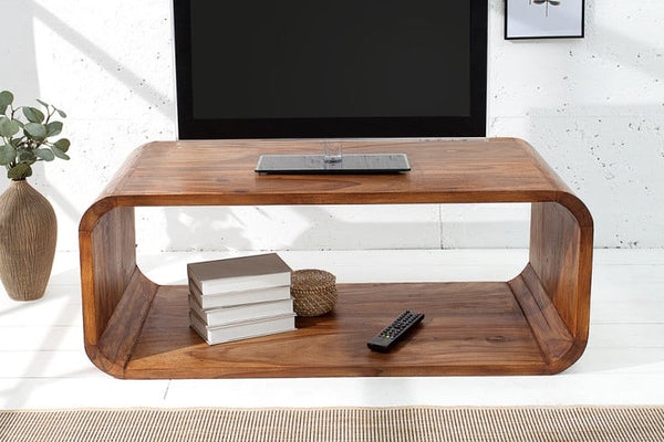 CUBUS Elegant wooden coffee table 100cm Sheesham stone finish TV board