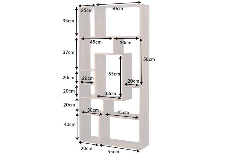 CUBUS Massives Bücherregal Sheesham 180cm einzigartige Maserung