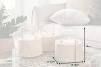 Elegantes 3er Set Windlicht LIMOTION Teakholz Outdoor Teelicht Kerzenhalter
