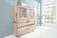 AMAZONAS Solid highboard 140cm acacia metal display cabinet tree edge
