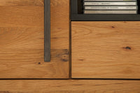 THOR Solid TV board 200cm wild oak oiled lowboard in industrial design