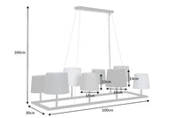 LEVELS III Design Hängeleuchte 100cm schwarz grau mit 8 Leinenschirmen