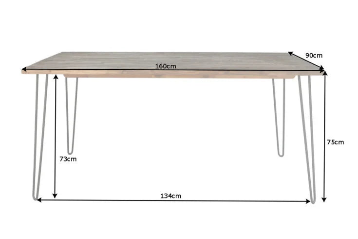 SCORPION solid wood dining table brown acacia black metal legs hairpin legs retro