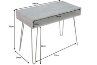 SCORPION Massiver Schreibtisch 100cm grau Mangoholz Hairpin Legs