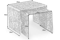 ABSTRACT Handcrafted coffee table 49cm set of 2 silver in Gap design