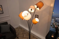 LEVELS Design Stehlampe 176cm weiß beige braun mit 5 Leinenschirmen