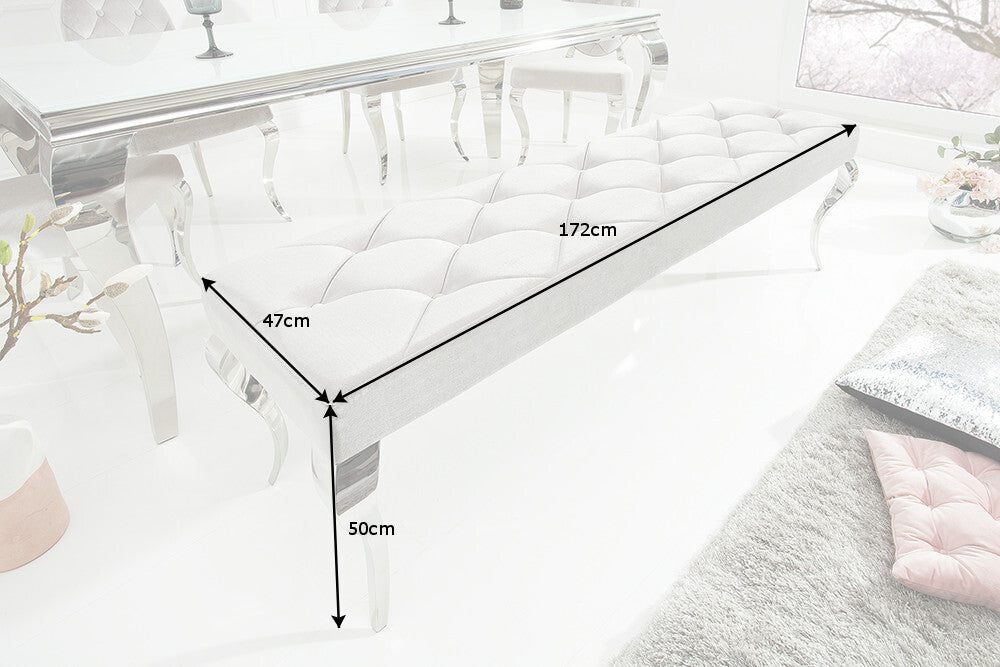 Elegante Sitzbank MODERN BAROCK 172cm Samt Edelstahl
