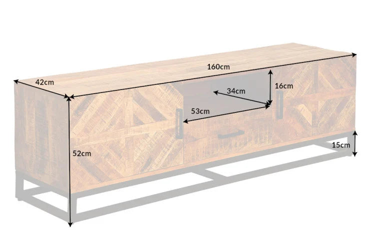 INFINITY HOME Solid TV board 160cm mango wood industrial design
