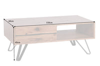 LIVING EDGE Massivholz Couchtisch 110cm Wildeiche geölt Baumkante mit Stauraum