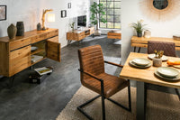 LIVING EDGE Massivholz Couchtisch 110cm Wildeiche geölt Baumkante mit Stauraum