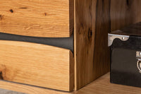 LIVING EDGE Massivholz Couchtisch 110cm Wildeiche geölt Baumkante mit Stauraum