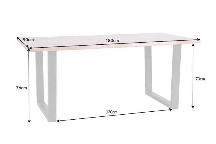 LIVING EDGE Massivholz Esstisch natur Wildeiche geölt Baumkante Metallgestell