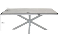 GALAXIE Solid industrial dining table 200cm gray mango wood star-shaped frame