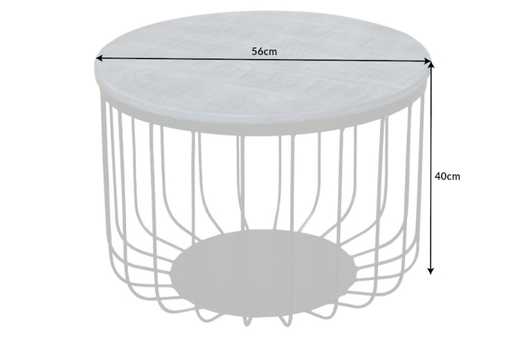Runder Couchtisch FACTORY LOFT 60cm Mangoholz schwarzes Metallgestell handmade massiv