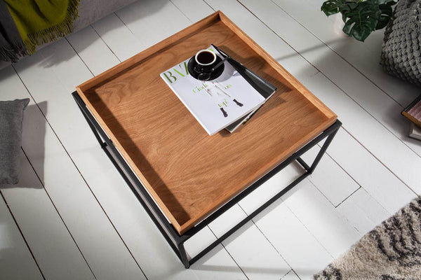 ELEMENTS Industrial Couchtisch 60cm Eiche natur abnehmbares Tablett