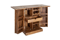 MOSAICO Handcrafted bar cabinet 130cm Sheesham wood stone finish 3D effect
