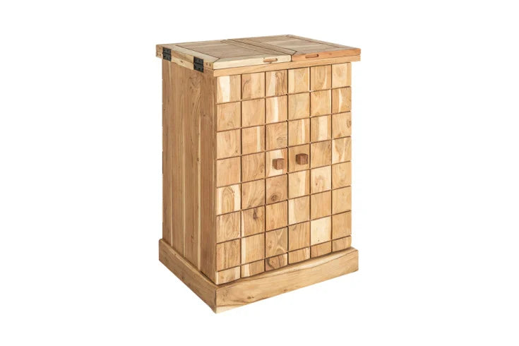 MOSAICO Handcrafted bar cabinet 130cm solid acacia wood 3D effect